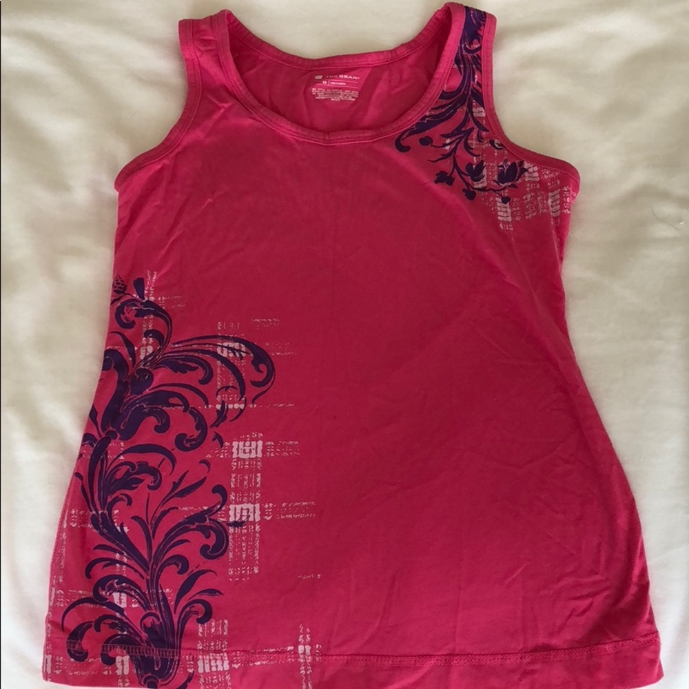 Pink athletic shirt w/ purple design
